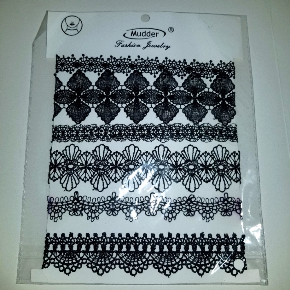 New Mudder 6- pc Assorted Fashion Black Goth Chokers